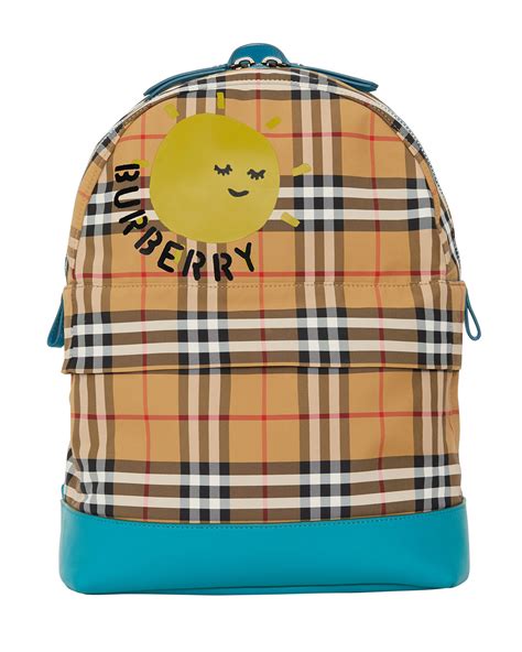 burberry nico backpack|Burberry Kids' Nico Check Backpack w/ Sun Logo.